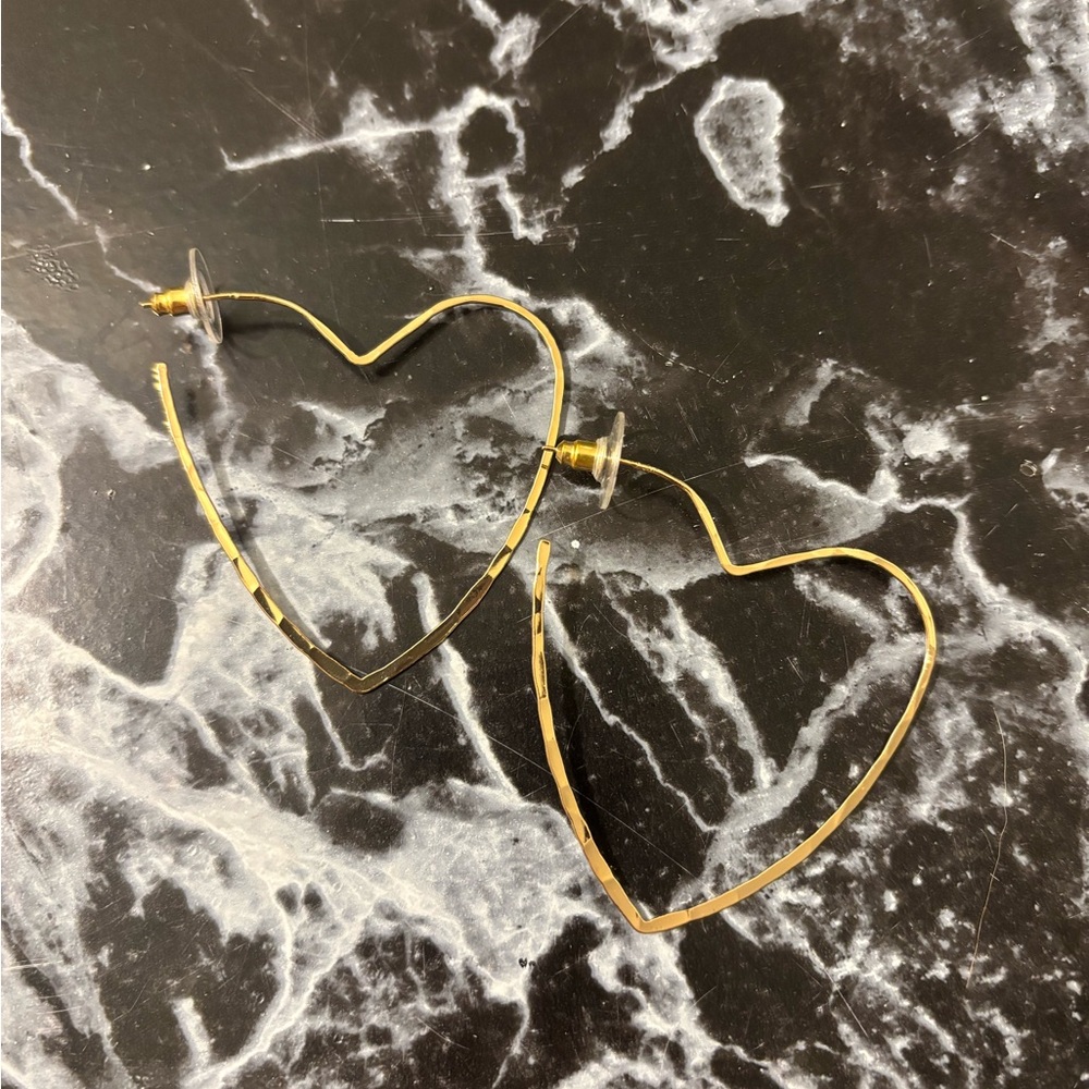 Gold Heart Hoop Earrings